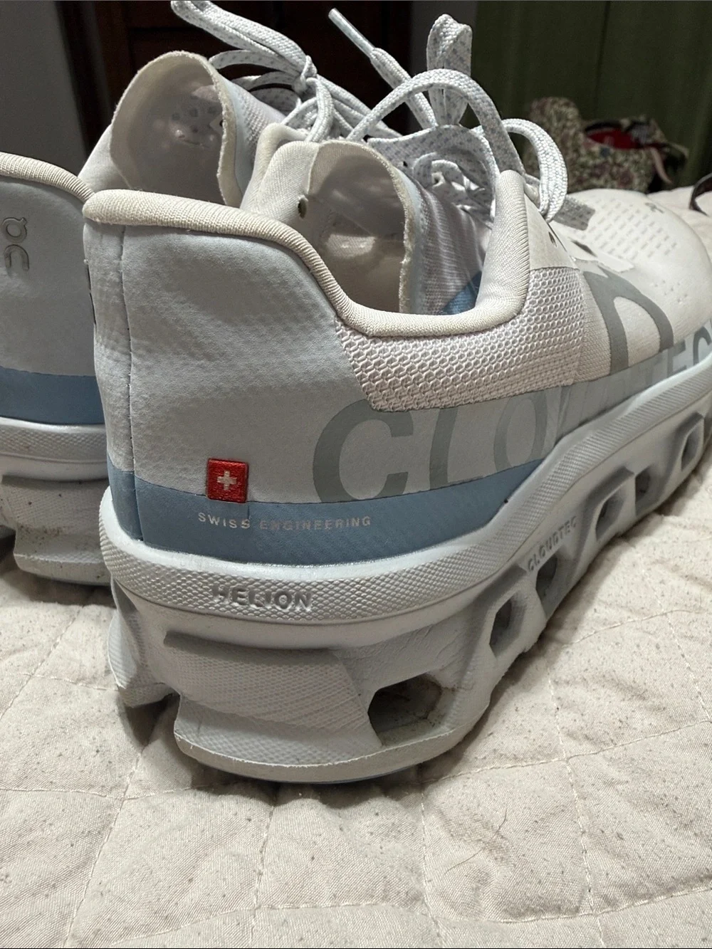 On Cloudcloudlight White & Light Blue Running Sneakers